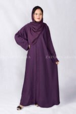 Simple Front Open Abaya in Nida Korean Fabric OL-119 - Image 8