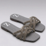 Silver Glow Flat Slides for Women Z 118