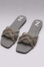 Silver Glow Flat Slides for Women Z 118 - Image 4