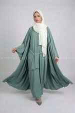 Sophisticated Zainab Plain Maxi Abaya + Kaftan – 0968 - Image 4