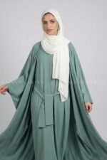 Sophisticated Zainab Plain Maxi Abaya + Kaftan – 0968 - Image 2