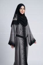 Nida Color Front Open Gown Abaya with Embroidery Work On Front & Sleeves – 0794 - Image 3