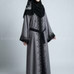 Nida Color Front Open Gown Abaya with Embroidery Work On Front & Sleeves – 0794