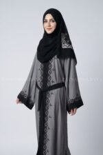 Nida Color Front Open Gown Abaya with Embroidery Work On Front & Sleeves – 0794 - Image 4