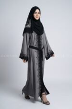 Nida Color Front Open Gown Abaya with Embroidery Work On Front & Sleeves – 0794 - Image 2