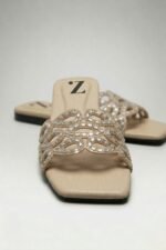 Nude Crystal Cut-Out Flat Slides Z 116 - Image 5