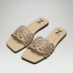 Nude Crystal Cut-Out Flat Slides Z 116