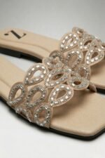 Nude Crystal Cut-Out Flat Slides Z 116 - Image 2