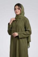 Colored Front Open Abaya in Nida Fabric OL-119 - Image 2