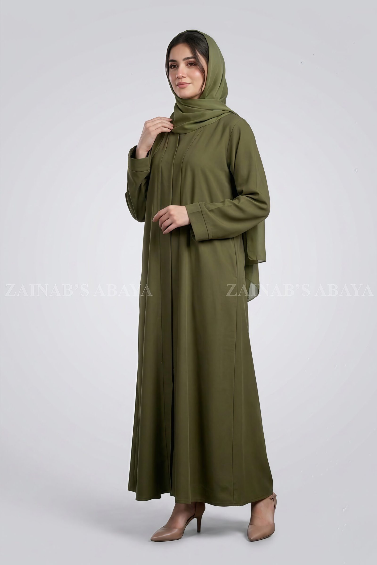 IMG_2886 Colored Front Open Abaya in Nida Fabric OL-119 - Image 1
