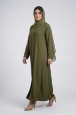 Colored Front Open Abaya in Nida Fabric OL-119 - Image 3