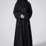 Black Color Front Open Abaya in Nida Fabric OL-191