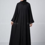 Black Colored Front Open Abaya with Stone Work on Sleeves OL-1072