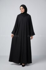 Black Colored Front Open Abaya with Stone Work on Sleeves OL-1072