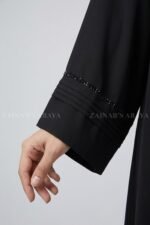 Black Colored Front Open Abaya with Stone Work on Sleeves OL-1072 - Image 3