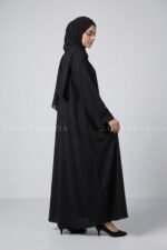 Black Colored Front Open Abaya with Stone Work on Sleeves OL-1072 - Image 6