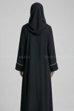 Front Open Abaya with Plates and White Stone Work on Sleeves OL-1072 - Image 6