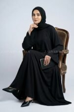 Dark Colored Umbrella Abaya in Nida Fabric OL-239 - Image 4
