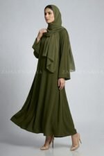 Dark Colored Umbrella Abaya in Nida Fabric OL-239 - Image 6