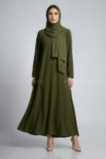 Dark Colored Umbrella Abaya in Nida Fabric OL-239 - Image 8