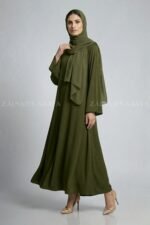 Dark Colored Umbrella Abaya in Nida Fabric OL-239 - Image 9