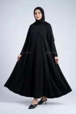 Dark Colored Umbrella Abaya in Nida Fabric OL-239 - Image 3