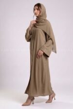 Colored Simple Abaya in Front Open Style OL 119 - Image 8