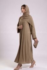 Colored Simple Abaya in Front Open Style OL 119 - Image 7