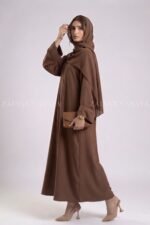 Colored Simple Abaya in Front Open Style OL 119 - Image 4