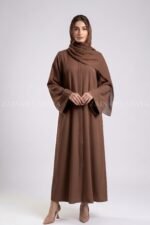 Colored Simple Abaya in Front Open Style OL 119