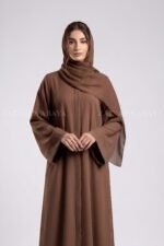 Colored Simple Abaya in Front Open Style OL 119 - Image 2