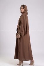 Colored Simple Abaya in Front Open Style OL 119 - Image 3