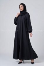 Nida Black Front Open Flared Abaya OL-1173 - Image 4