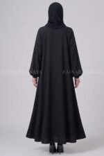 Nida Black Front Open Flared Abaya OL-1173 - Image 5