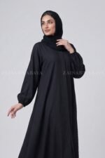 Nida Black Front Open Flared Abaya OL-1173 - Image 2