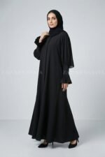 Front Open Flared Abaya with Elastic Sleeve Style OL-1175 - Image 4