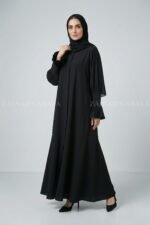 Front Open Flared Abaya with Elastic Sleeve Style OL-1175 - Image 3