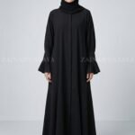 Front Open Flared Abaya with Elastic Sleeve Style OL-1175