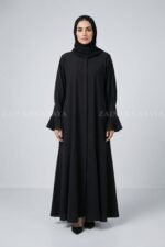 Front Open Flared Abaya with Elastic Sleeve Style OL-1175