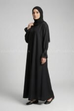 Black Color Flared Front Open Abaya OL-1176 - Image 4