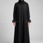 Black Color Flared Front Open Abaya OL-1176