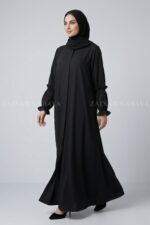 Nida Front Open Flared Abaya in Black Color OL-1174 - Image 4