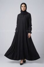 Nida Front Open Flared Abaya in Black Color OL-1174 - Image 5