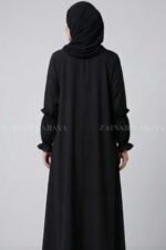 Nida Front Open Flared Abaya in Black Color OL-1174 - Image 6