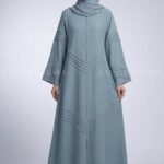 V-Line Stitch Front Open Abaya in Nida Fabric OL-1172