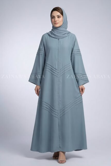 V-Line Stitch Front Open Abaya in Nida Fabric OL-1172