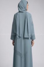 V-Line Stitch Front Open Abaya in Nida Fabric OL-1172 - Image 5