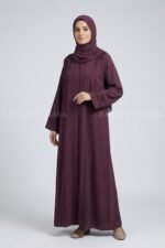 Maroon Colored Front Open Abaya with Stone Work and Plates Style OL-1170 - Image 4