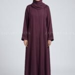 Maroon Colored Front Open Abaya with Stone Work and Plates Style OL-1170