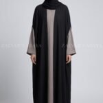 Dual Tone Black & Light Grey Double Gown Abaya OL-1171